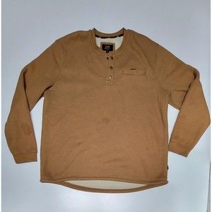 Lee Premium‎ Slect Sweater Mens 2XL Brown Pullover Henley Fleece Lined Pocket
